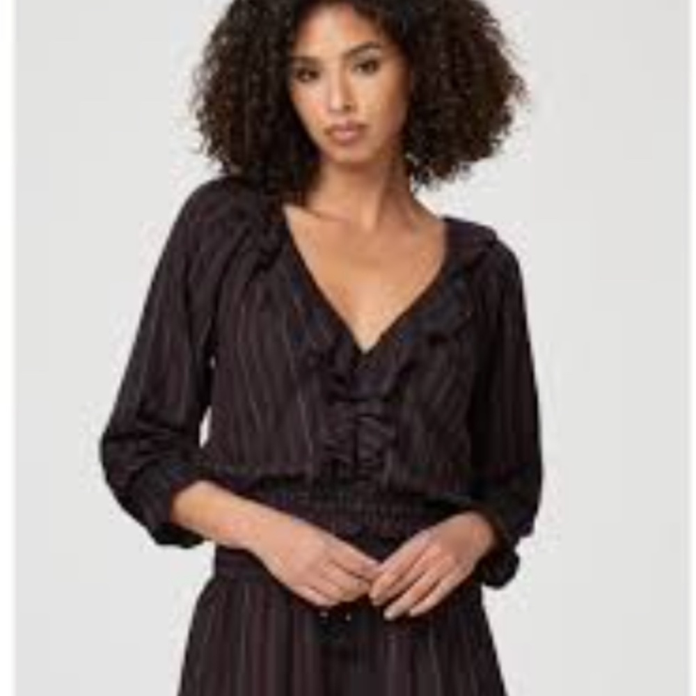 NWT $179 PAIGE Hally Crop Top in Black Multi Sherbert Stripe - size XXS!